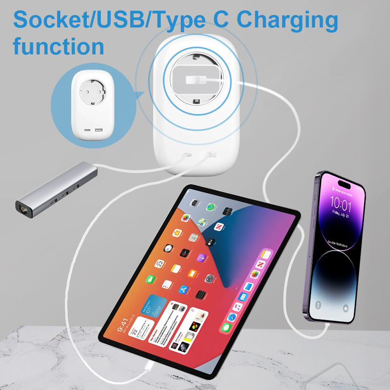 No Battery Kinetic Doorbell with USB/Type C/Socket Charging Door Chime