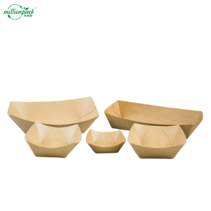 Biodegradable Kraft Paper Boat Tray Custom Printed for Environmentally Friendly Service