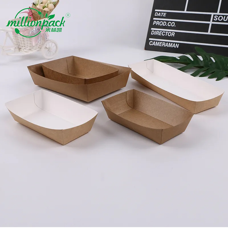 Kraft Paper Lunch Box Packaging Eco Friendly Disposable Kraft Food Tray for Deli Bakery