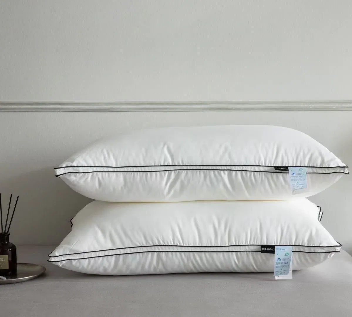 5-Star Luxury Hotel Healthy Solid White Microfiber Bed Pillow Neck Support Cheap Wholesale Brushed Filling