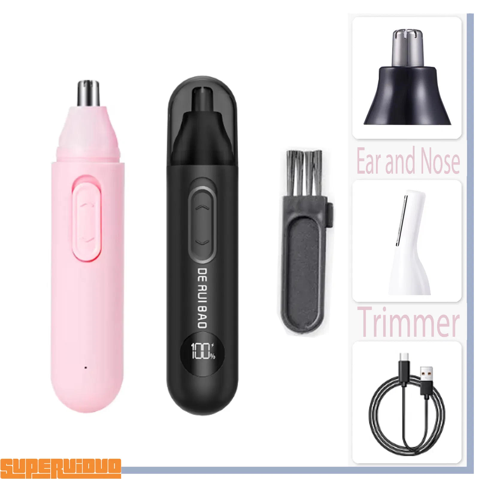 Dual-Power Mode Battery/USB-C Ear and Nose Trimmer