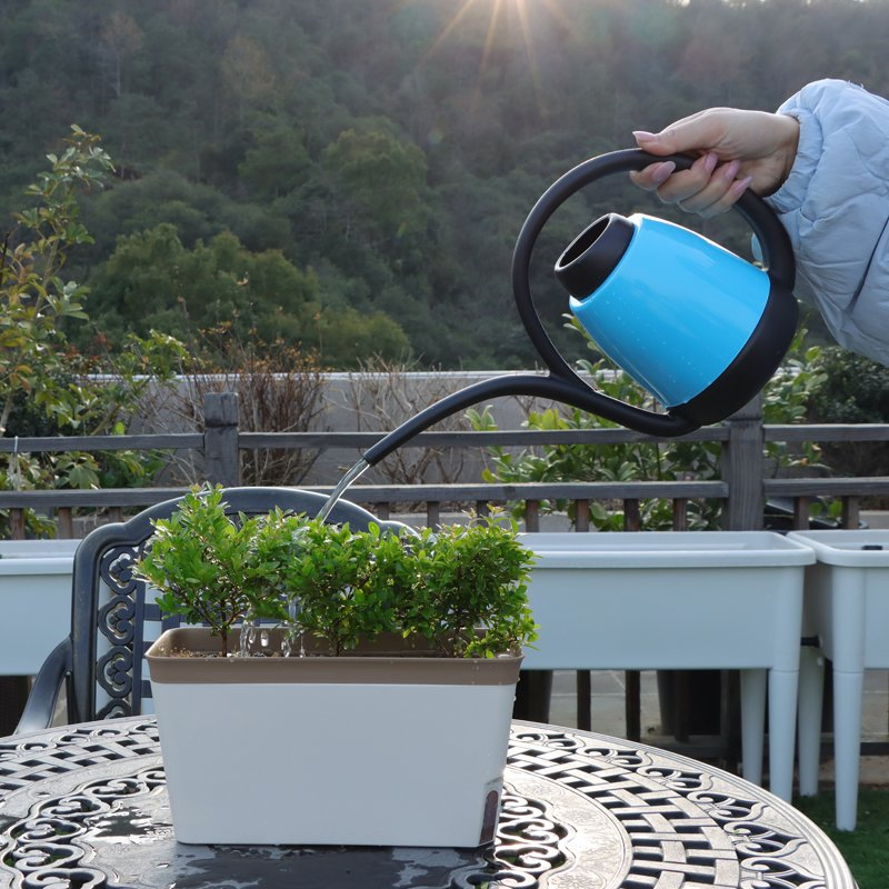 Modern Lightweight Plastic Watering Can 1.2L with Ergonomic Handles
