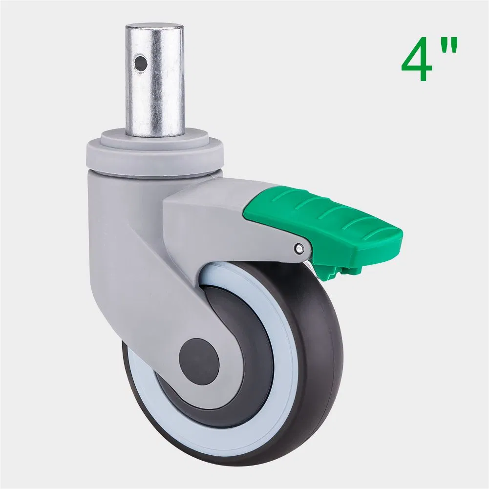 4 Inch Green TPR Medical Swivel Caster Wheel, Suitable for Hospital Beds