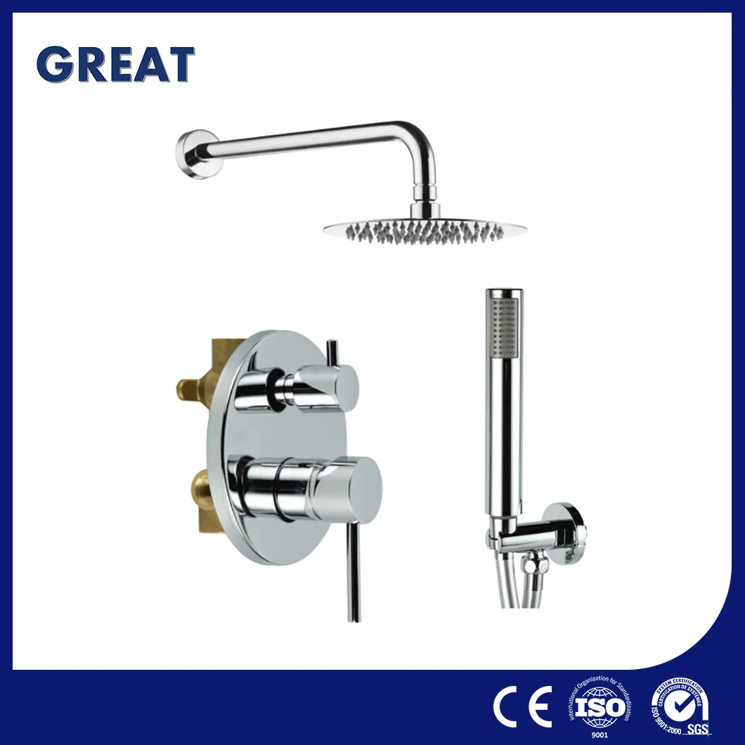 Great Rain Shower Faucet Manufacturers Complete Shower Units Gl412503A49A Chrome Two-Way Concealed Shower Set China Modern Shower Set