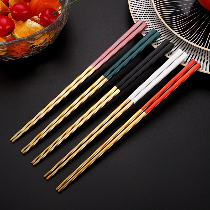 Stainless Steel 304 Tableware Thickened Chopsticks Custom Color