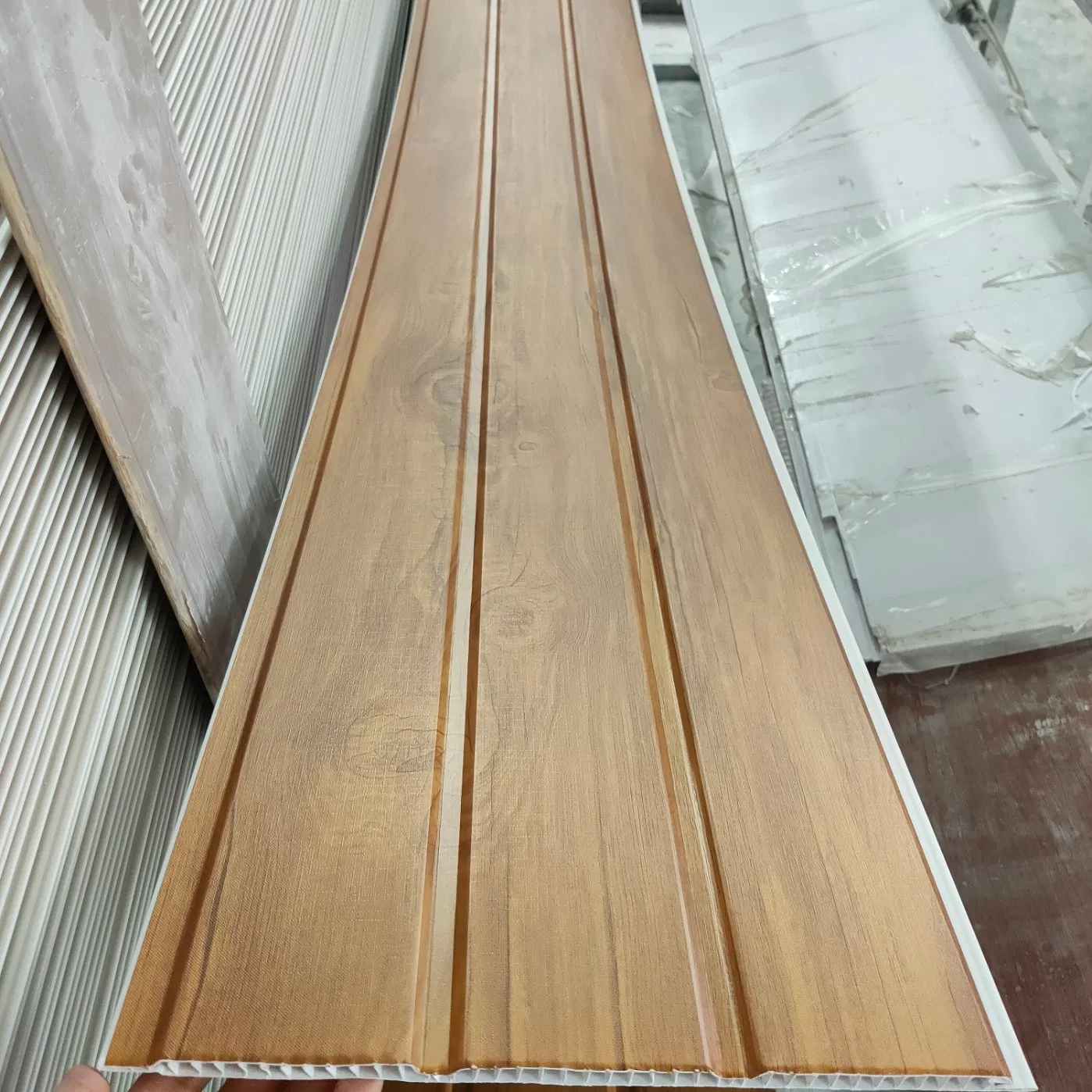 30cm Two Groove Lamination Wooden Color Moulding Panel for Construction Building PVC Wall Paneling PVC Ceiling Panel