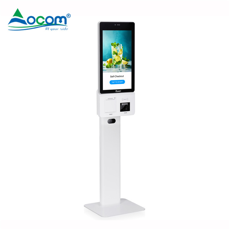 Ocom POS-K004 21.5 Inch Self-Service POS System Android Windows Touch Screen Kiosk with 80mm Thermal Printer Scanner