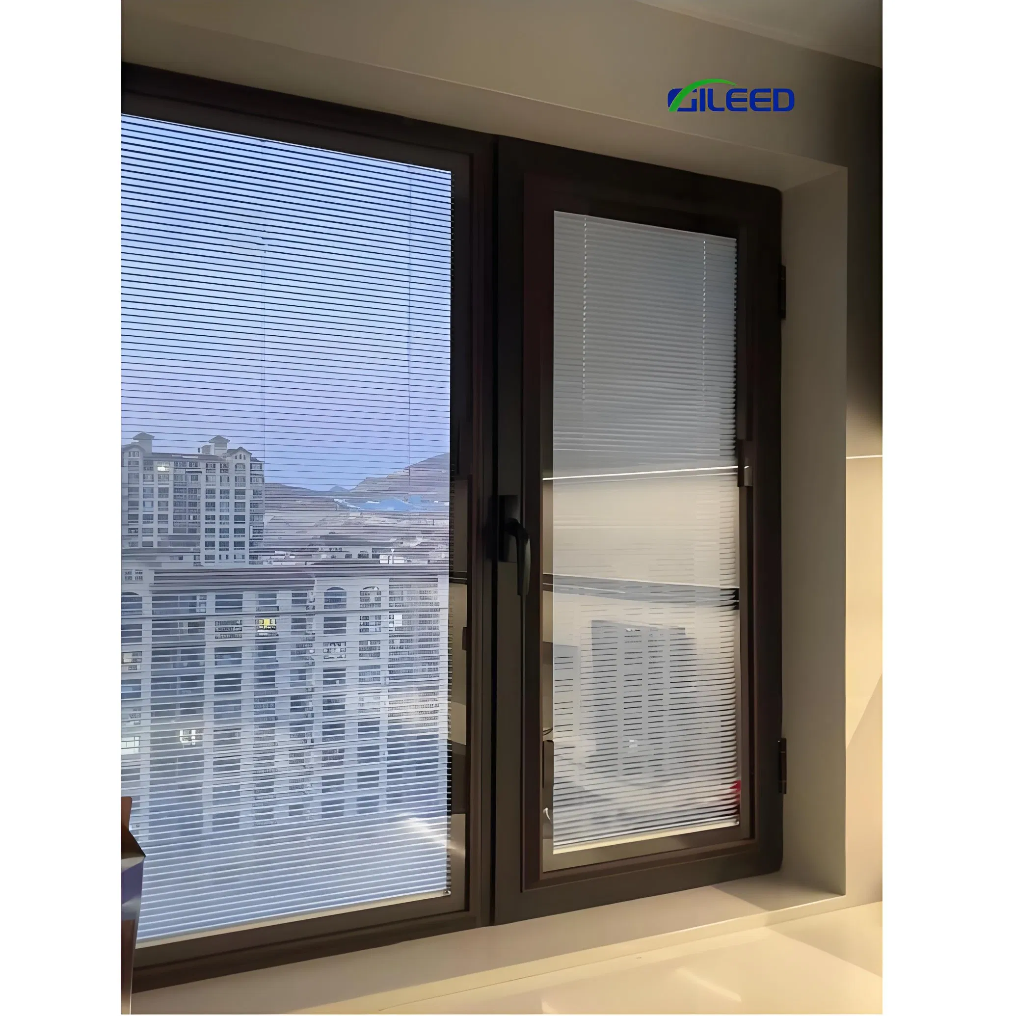 Residential USA House Vertical Sliding Aluminum Magnetic Shutter Blinds Inside Double Glass