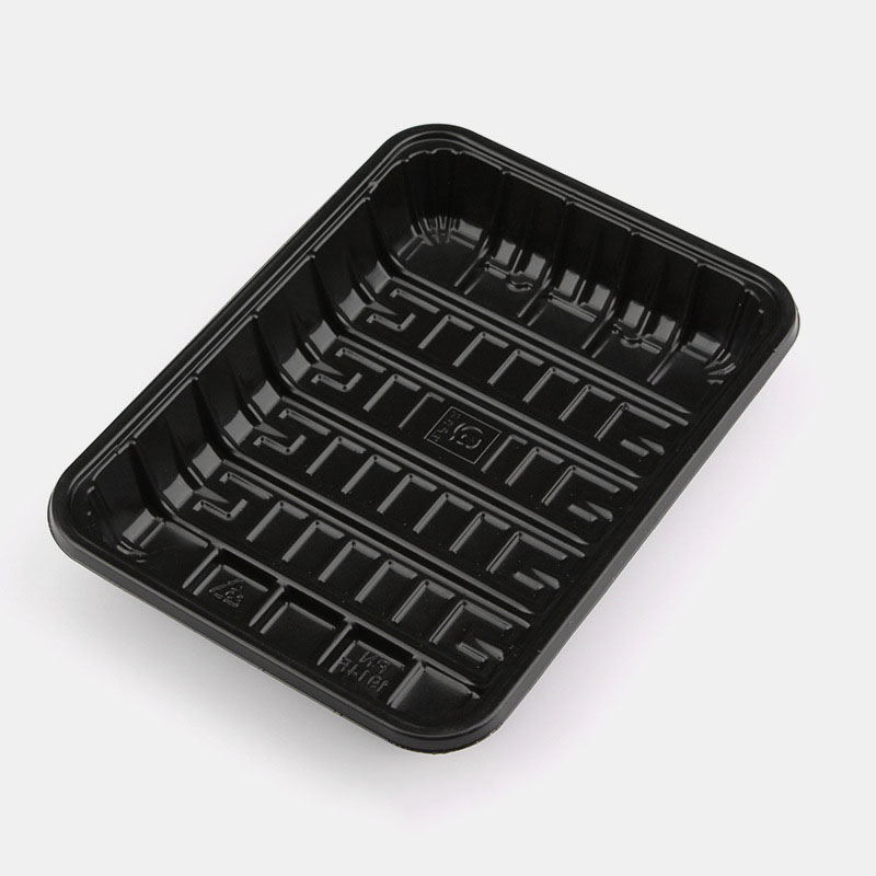 Disposable black plastic food and fruit trays HTA1813(26)