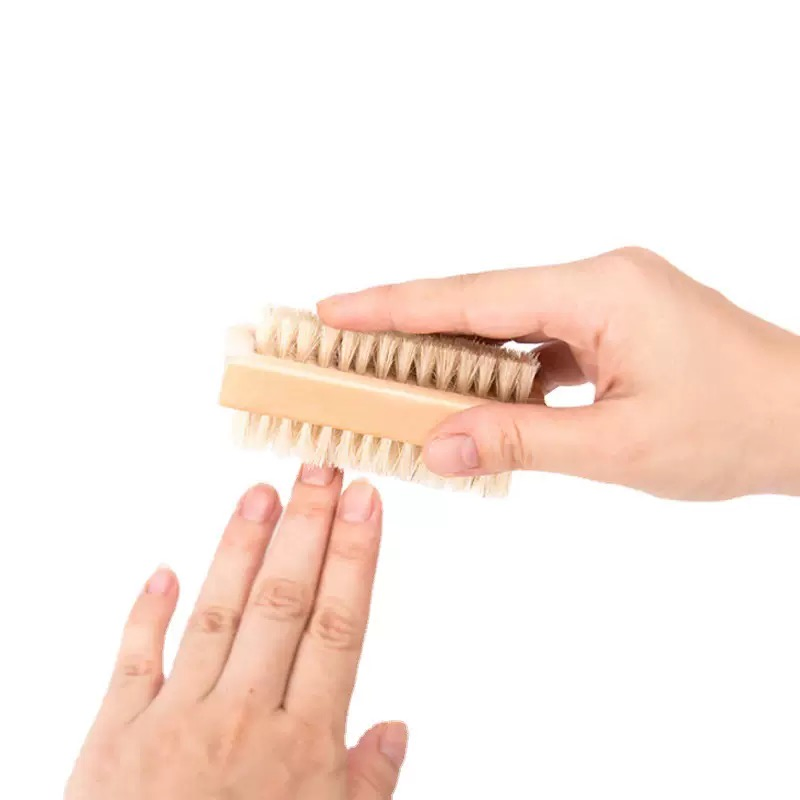 Cross-Border Spot Wooden Handle Double-Sided Boar Bristle Nail Dust Removal Cleaning Brush
