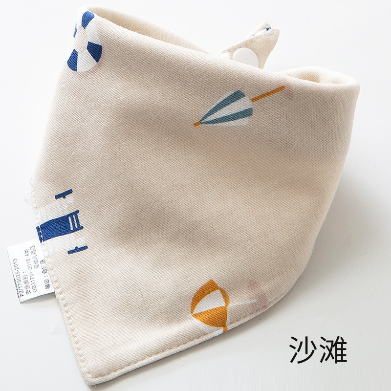 Baby Drool Bib Baby Triangle Bib Pure Cotton Double-Layer Buckle Newborn Bib Children's Anti Spitting Scarf