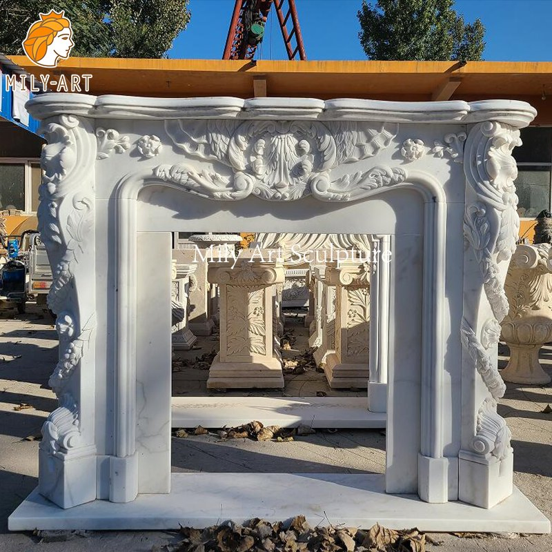 Fine Carving Natural Stone Decorative French Marble Fireplace Surround
