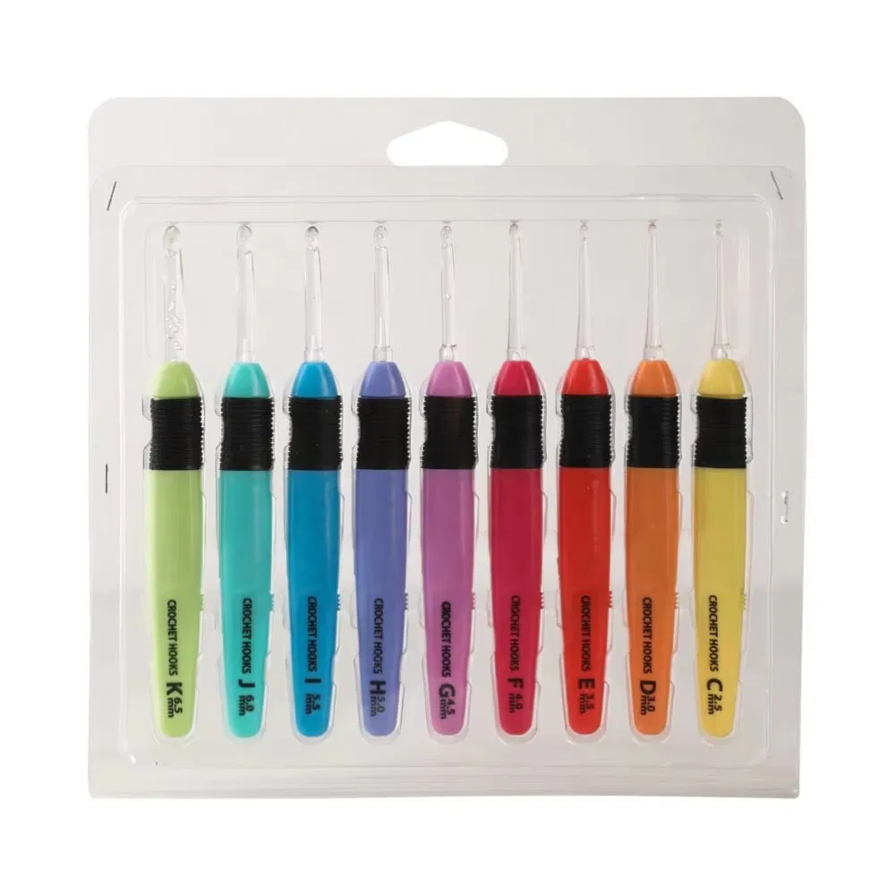 LED Crochet Hooks Kit 9 Colorful Light-up Needles for Knitting and Sewing