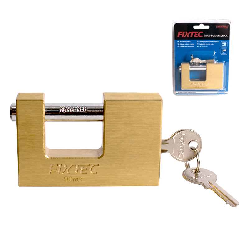 Fixtec China Padlock 60mm/70mm/80mm/90mm Industrial Quality Padlock Brass Block Padlock