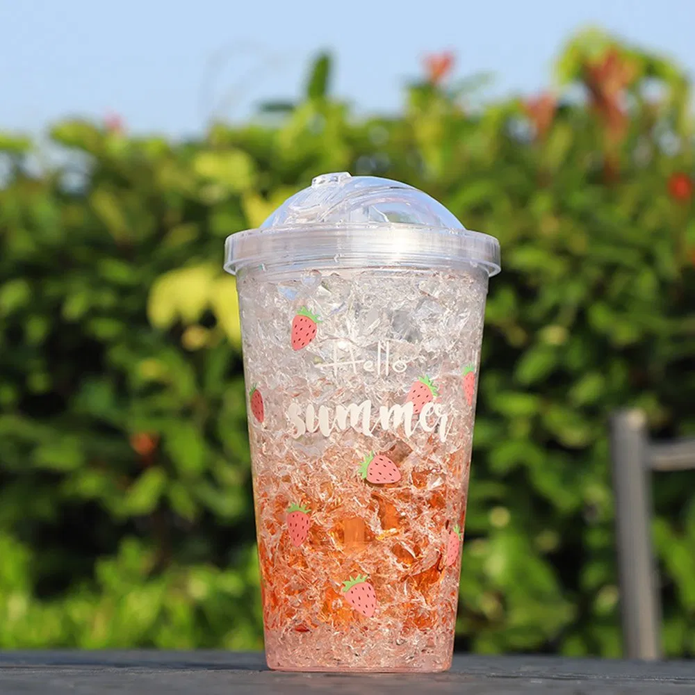 Летняя пластиковая кружка с крышкой и трубочкой