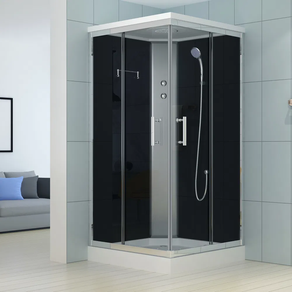 Bathroom Corner Tempering Glass Double Sliding Shower Cabin with Tray 900X900