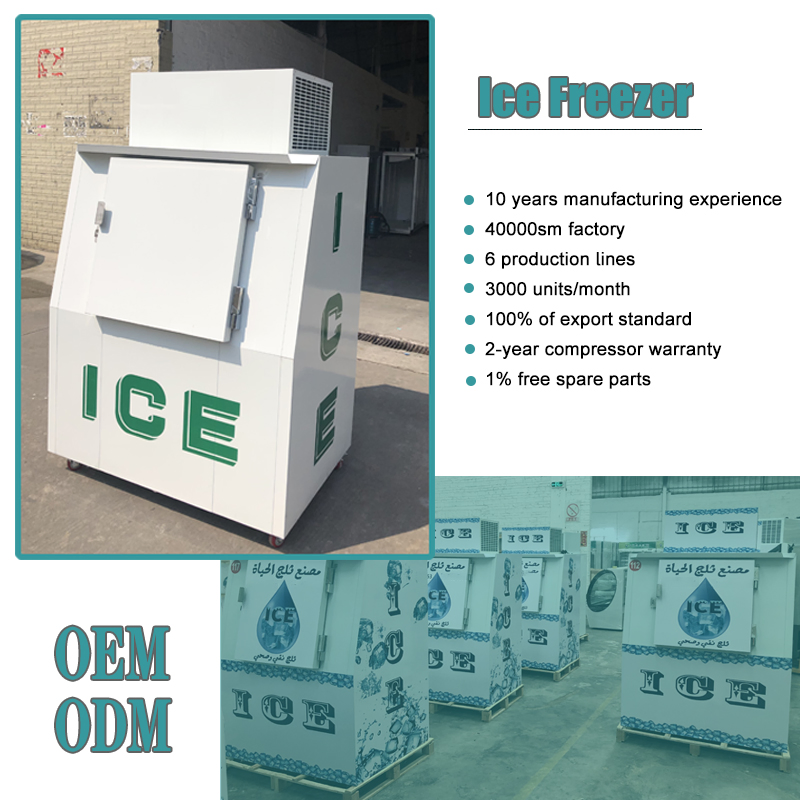Ice Merchandiser Machine Outdoor Solid Door 120 Bagged Storage Bin Container Freezer