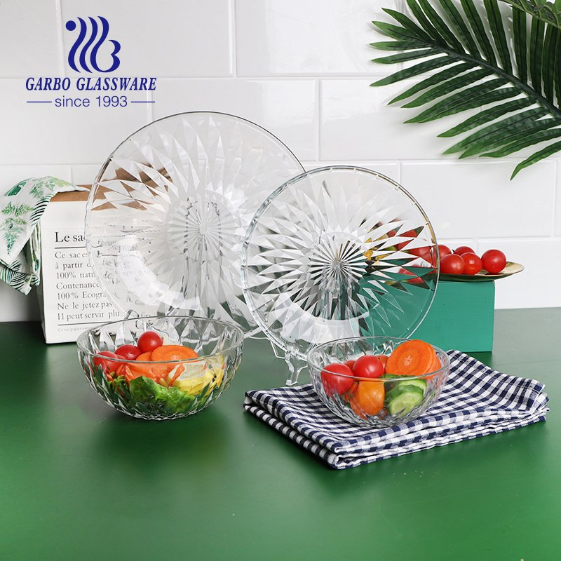 4.5 Inch Glass Salad Bowl with Diamond Design Glassware Machine Made