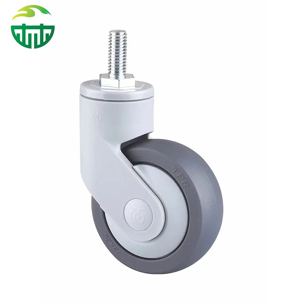 All-Plastic Quiet Swivel Caster with TPR Rubber for Medical Equipment