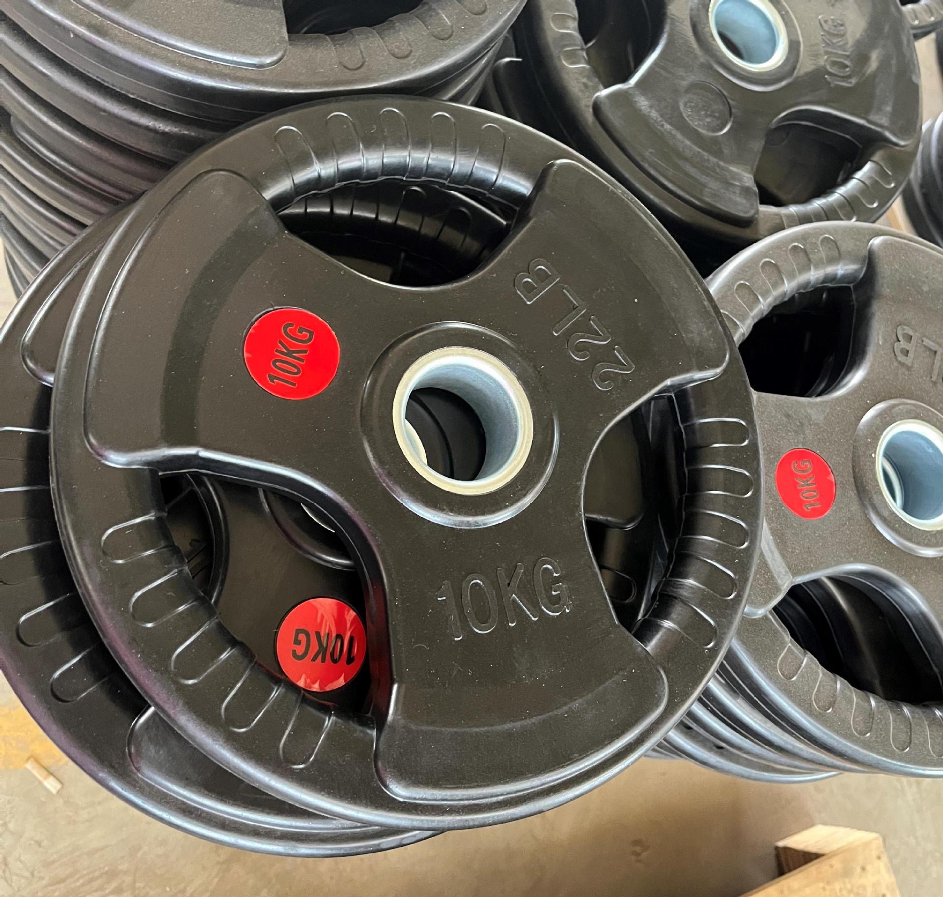 Диски чугунные с тремя отверстиями для штанги олимпийские