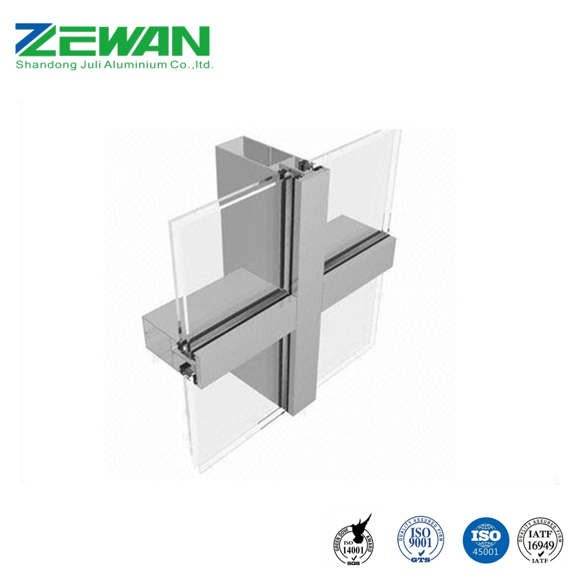 Custom Powder Coating Aluminium Curtain Wall Profile Aluminum Surface Aluminium Curtain Wall Profile