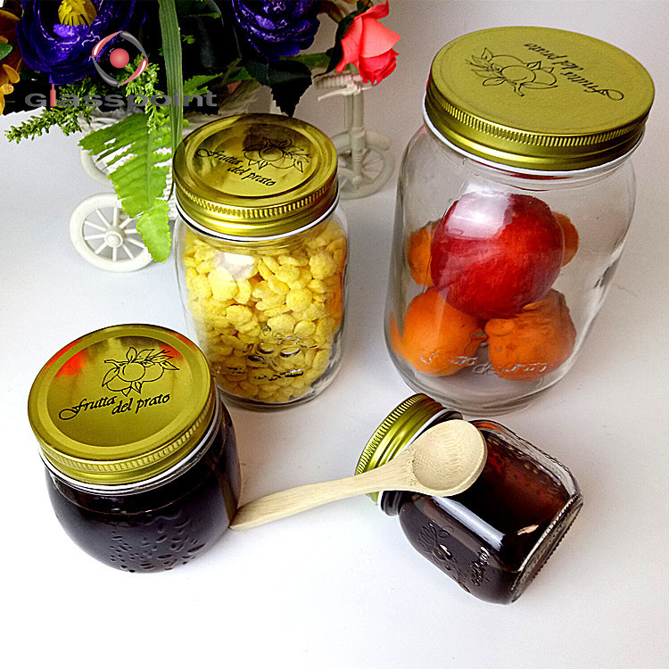 OEM 16oz Clear Wide Mouth Glass Mason Storage Jars with Screw Lid