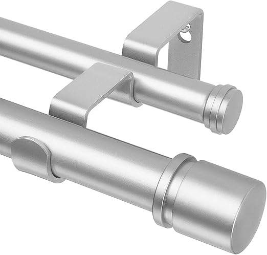 Customized Metal Double Curtain Rods Set Adjustable Extendable Window Poles