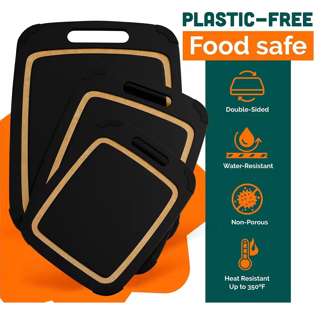 Eco-Friendly Kitchen Double Sided Pine Wood Fiber Cutting Board with Juice Groove