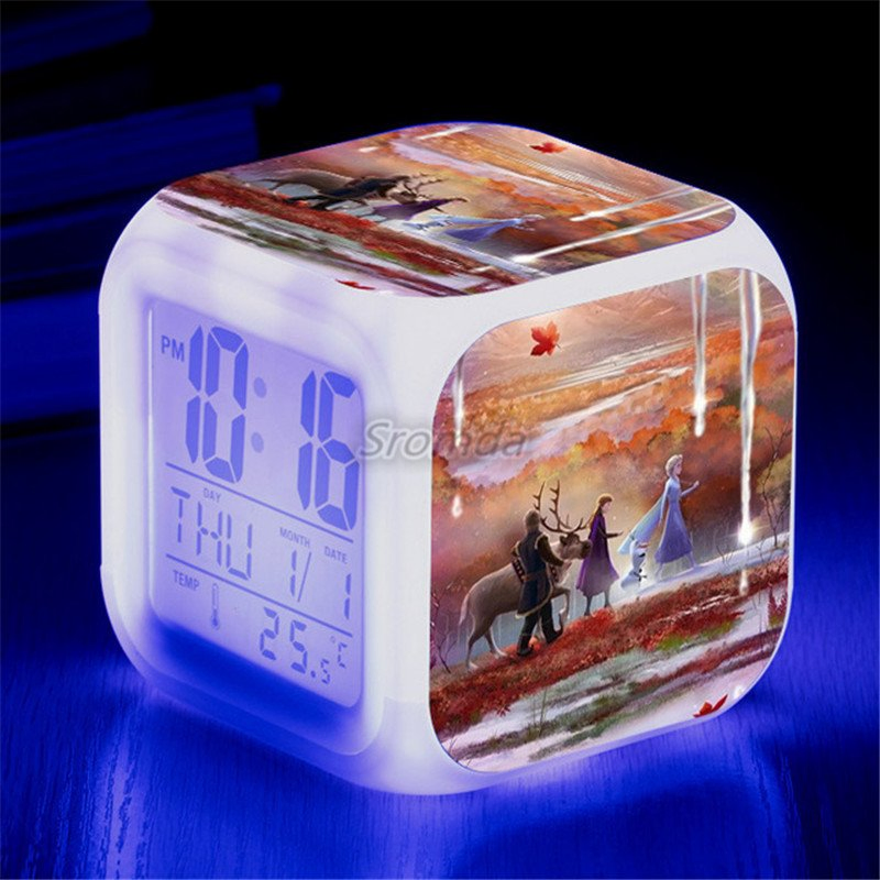 Newest Alarm Frozen LED Clock Frozen Elsa Anna Digital Color Change Clocks
