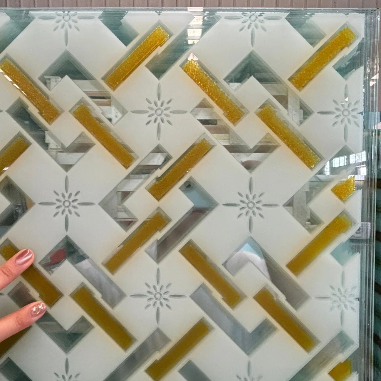 Floral Geometric Designs Easy Clean Silk Screen Printed Glass for Shower Doors