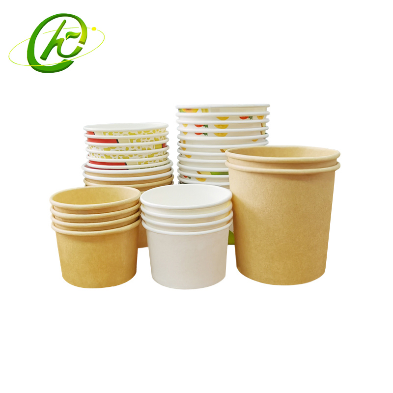 Custom Logo Printed Dessert Paper Bowl Smoothie Disposable Ice Cream Paper Cups