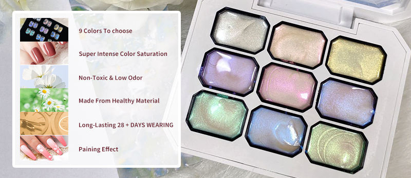 Kerui Newest 9 Colors OEM Aurora Thick Painting Gel Polish Gradient Pat