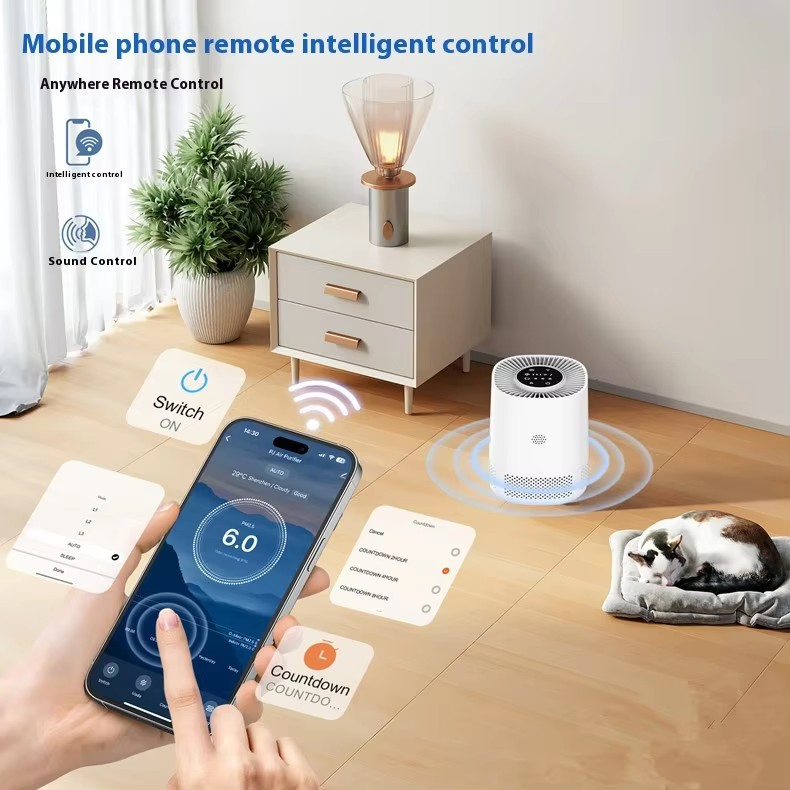 Tuya WiFi Mobile APP Remote Control Desktop Home HEPA Filter Air Cealning Air Purifier Work with Alexa and Google Home
