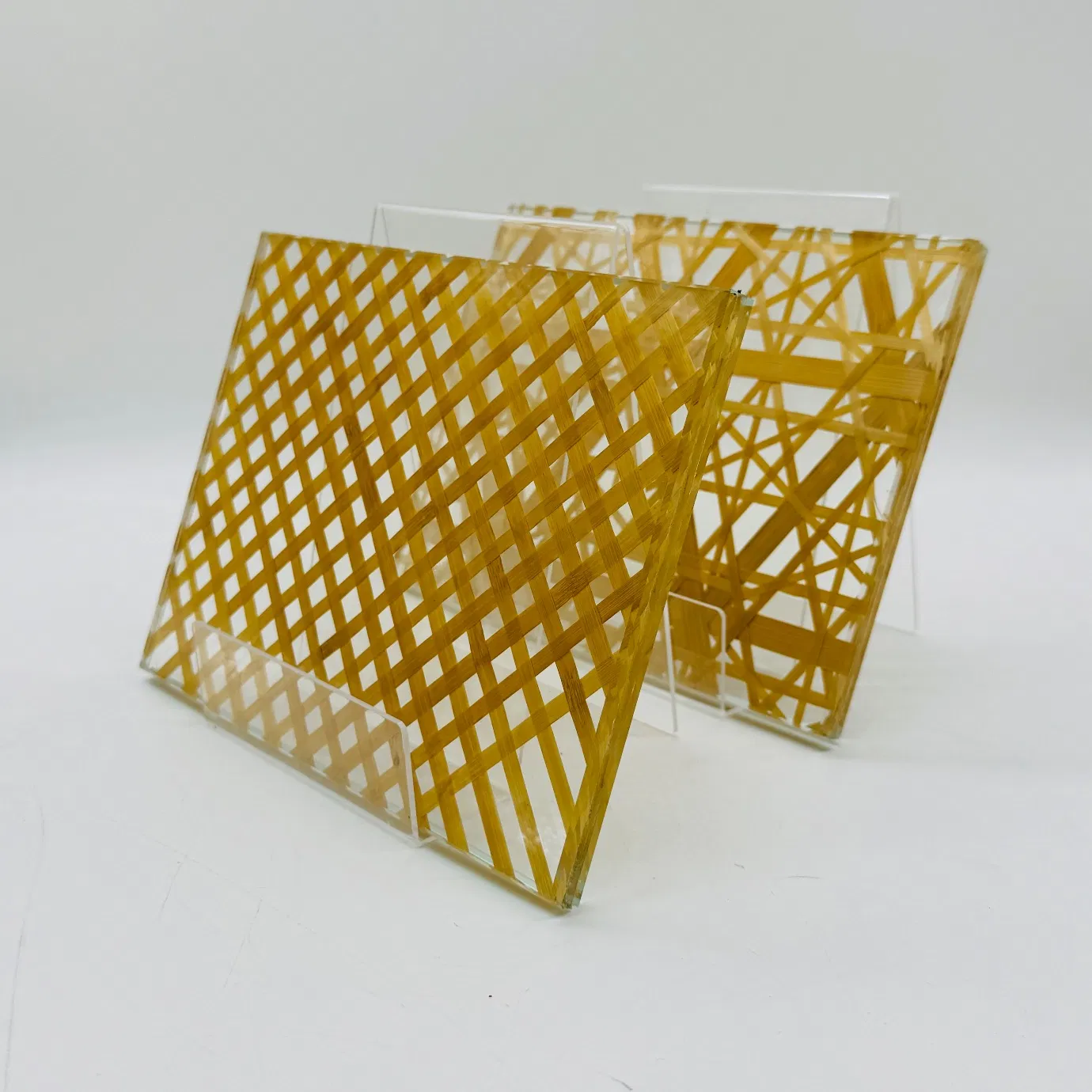 Customized Colored Decorative Art Building Bamboo Woven Tempered Safety Laminated Glass