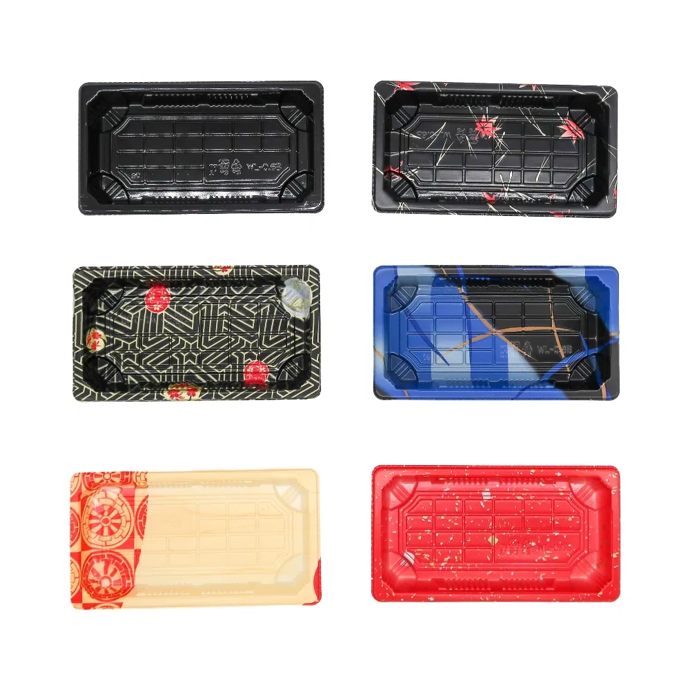 Health and Safety Disposable Desserts Food Container Plastic Sushi Food Packaging Takeaway Container Durable Rectangle Sushi Tray