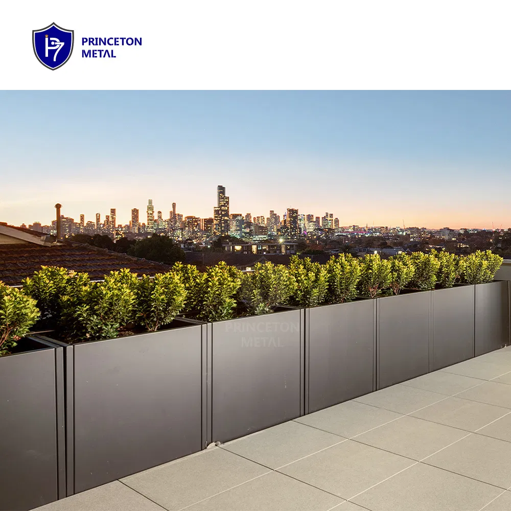 Commercial Outdoor Powder Coated Large Custom Size Aluminum Planters Box Metal Landscape Planter