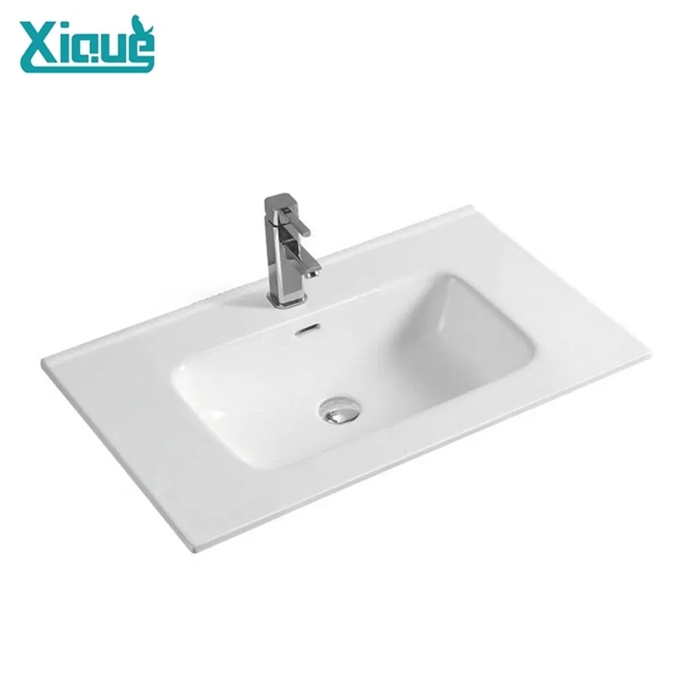 Integrated Porcelain Vanity Basin for Small Apartment Bathroom Designs