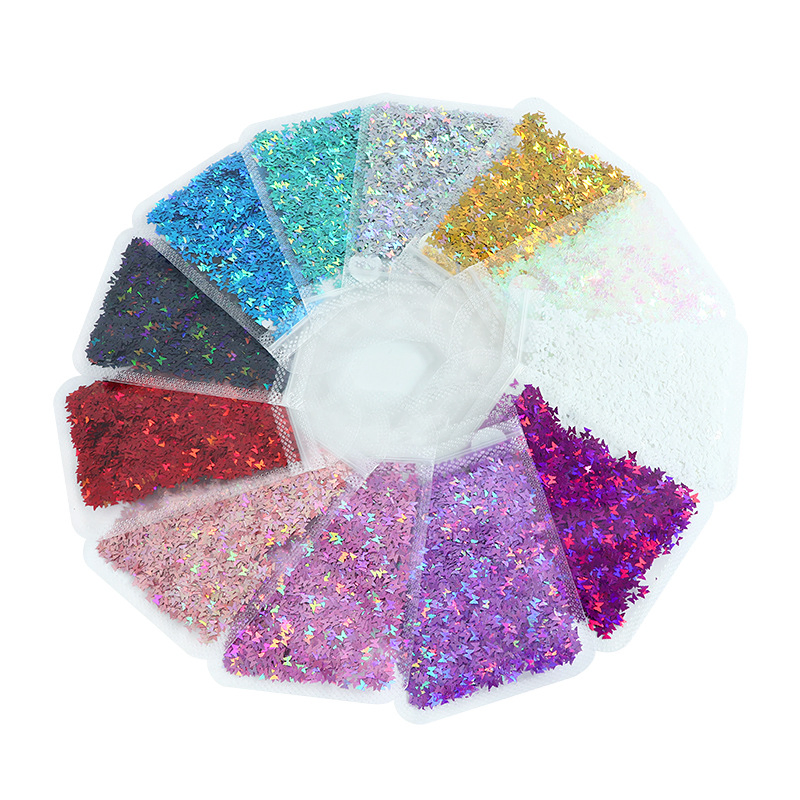 Laser Butterfly Shiny Nail Art Sequins Colorful Glitter Flake DIY Manicure Accessories