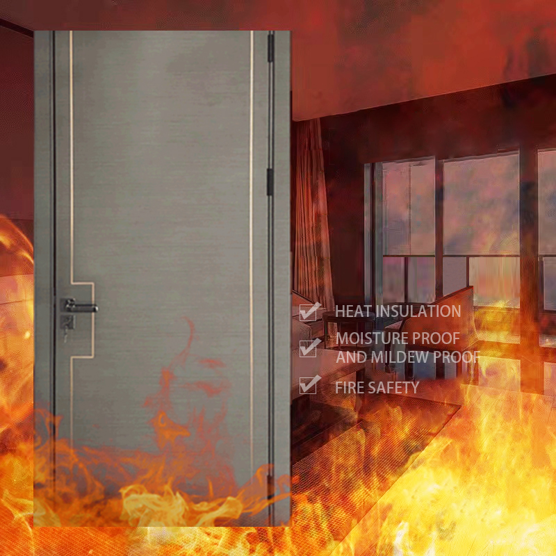Chinese Factory Fire Resistant Fire Rated Exterior Interior PVC Laminated Fireproof Emergency Exit Steel & Wooden Security Safety Entrance Door