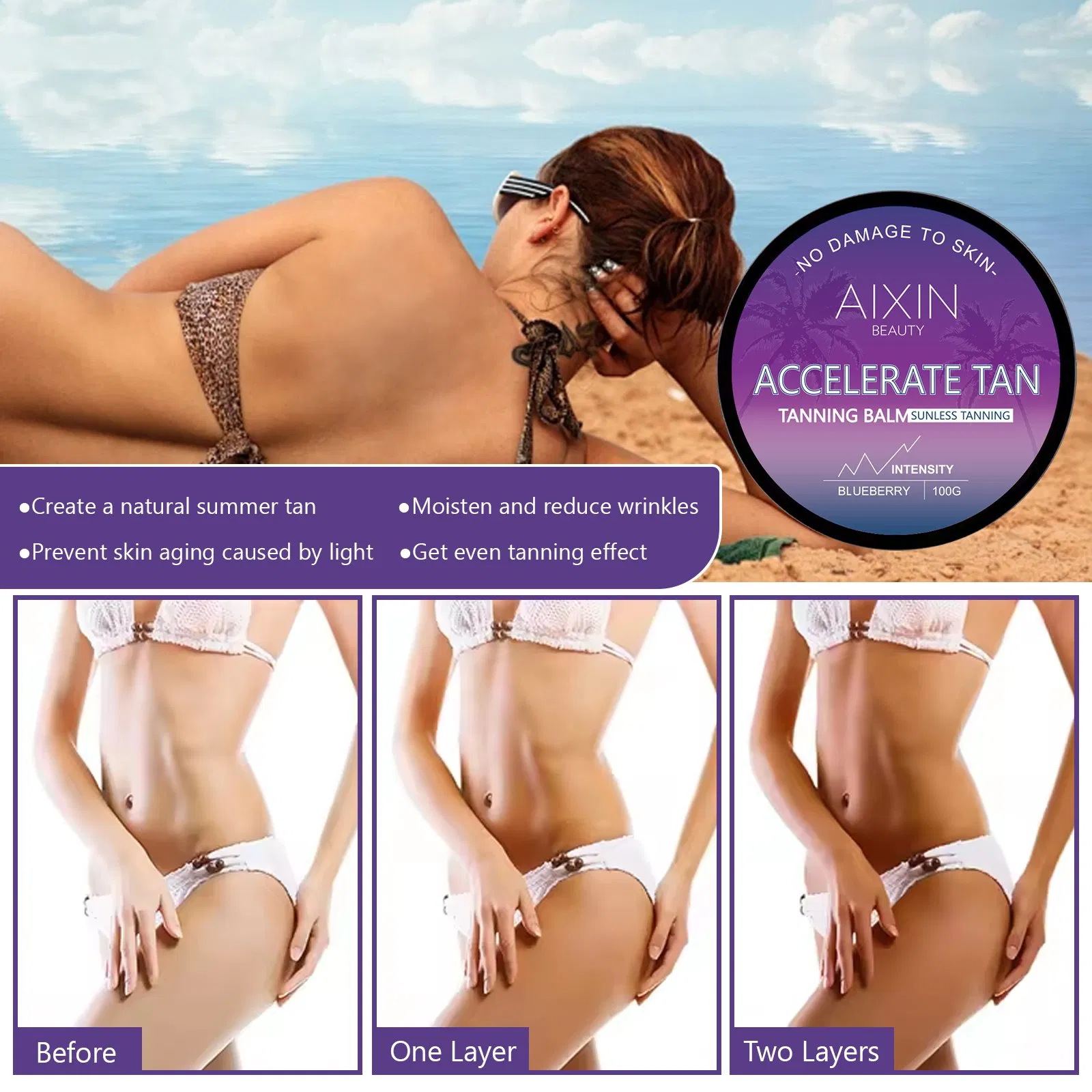 Beauty Skin Care Product Accelerate Tan Dark Blueberry Solarium Tanning