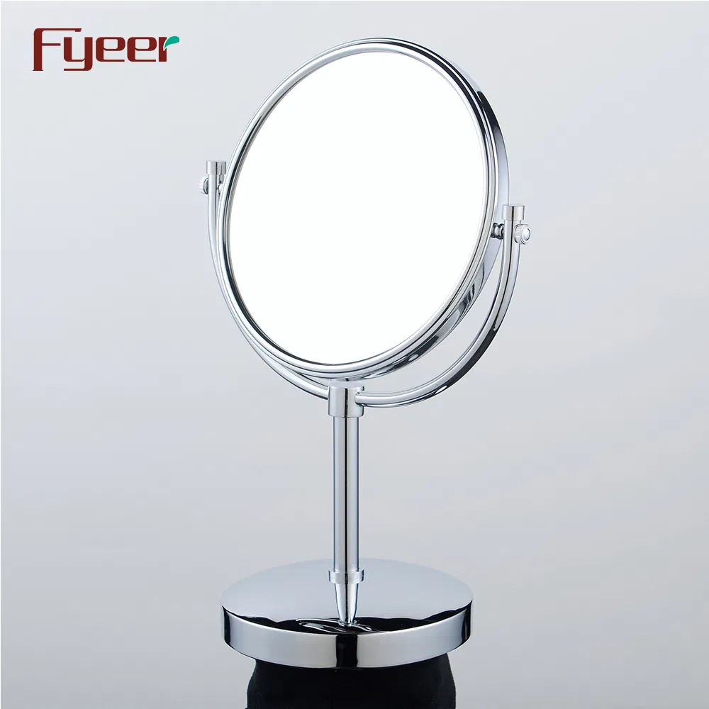 Fyeer Attractive Round Table Mirror Magnifying Brass Makeup Mirror