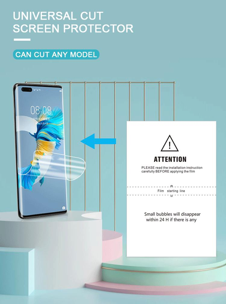 Best Quality Mobile Phone Clear Hydrogel TPU Cutting Film Anti-Scratch Phone Screen Protector