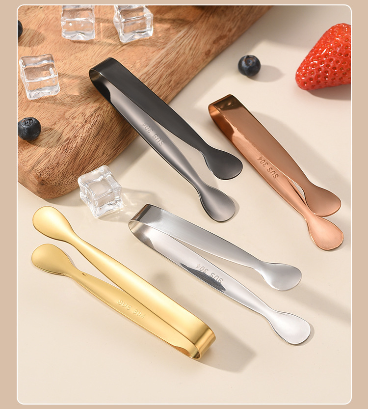 Mini Stainless Steel Rose Pattern Serving Tongs Sugar and Ice Tongs for Bar Accessories