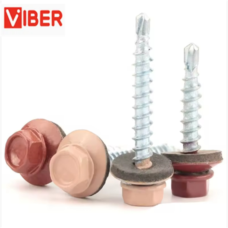 Metal Roofing Screws 10 X 1 Inch, Brown Hex Head Sheet Metal Roof Screw with EPDM Washer for Corrugated Roofing