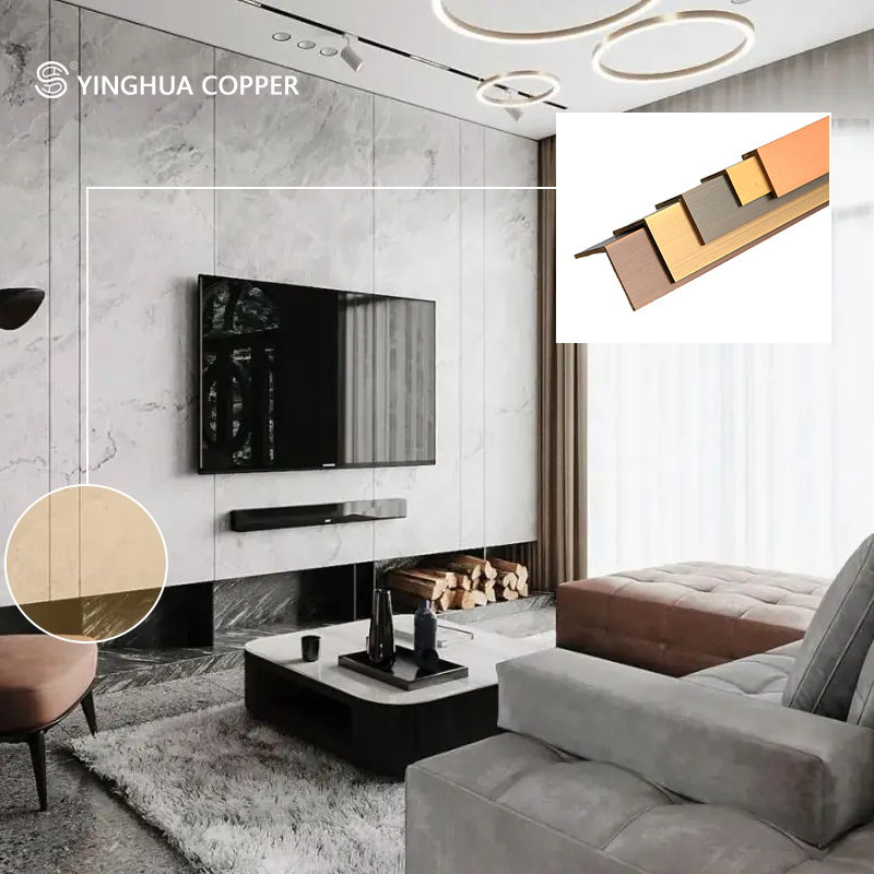 Yinghua Copper Factory Ceiling Decoration Metal Strip for Wall Floor Brass L Profile Tile Corners Brass Trim