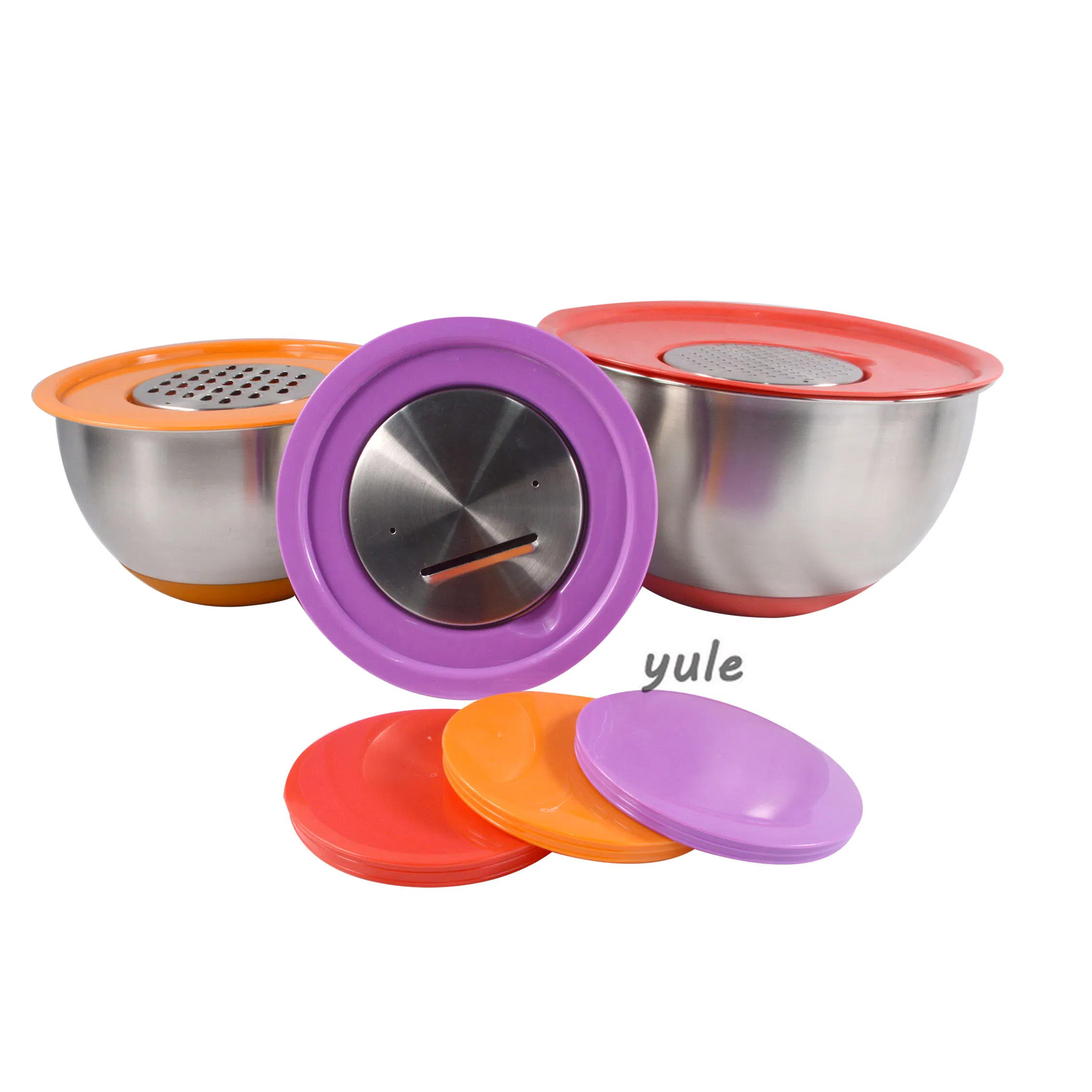 Stainless Steel Mixing Bowl with Colorful Silicone Bottom