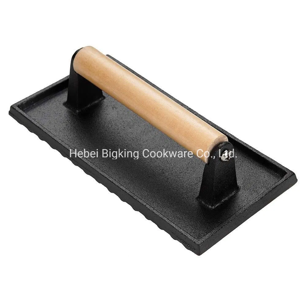 Cast Iron Grill Steak Weight, Bacon Press Buger Press with Wood Handle