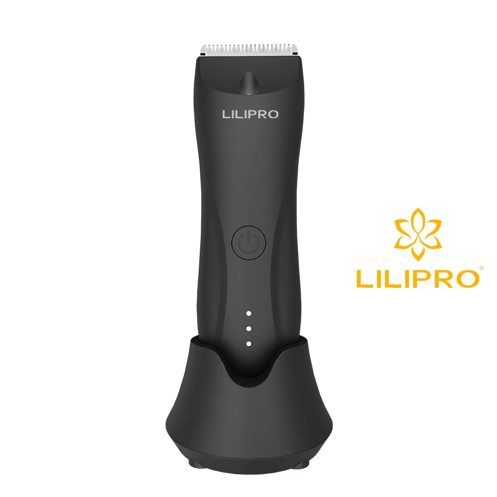 Lilipro B9 Waterproof Pubic Groin Hair Trimmer for Men Grooming Kit LCD Display Charging Base