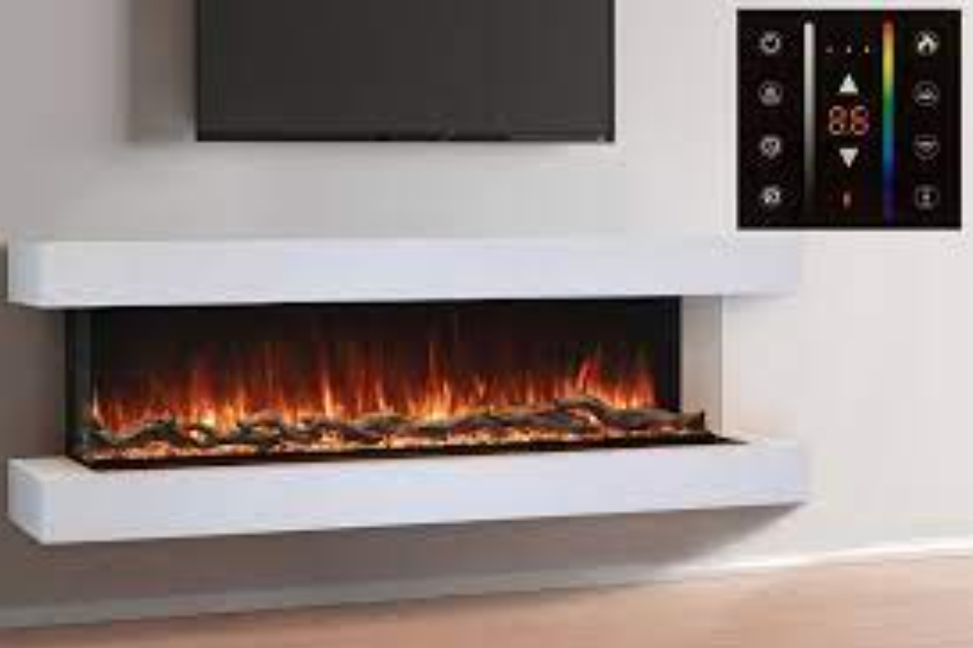 Modern Electric Fireplace with Authentic Log Burning Appearance