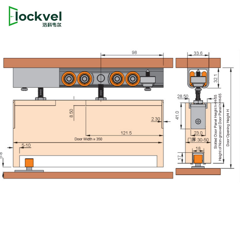 Popular Hot Sale 100kg Wooden Door Sliding Pulley System with Aluminum Track